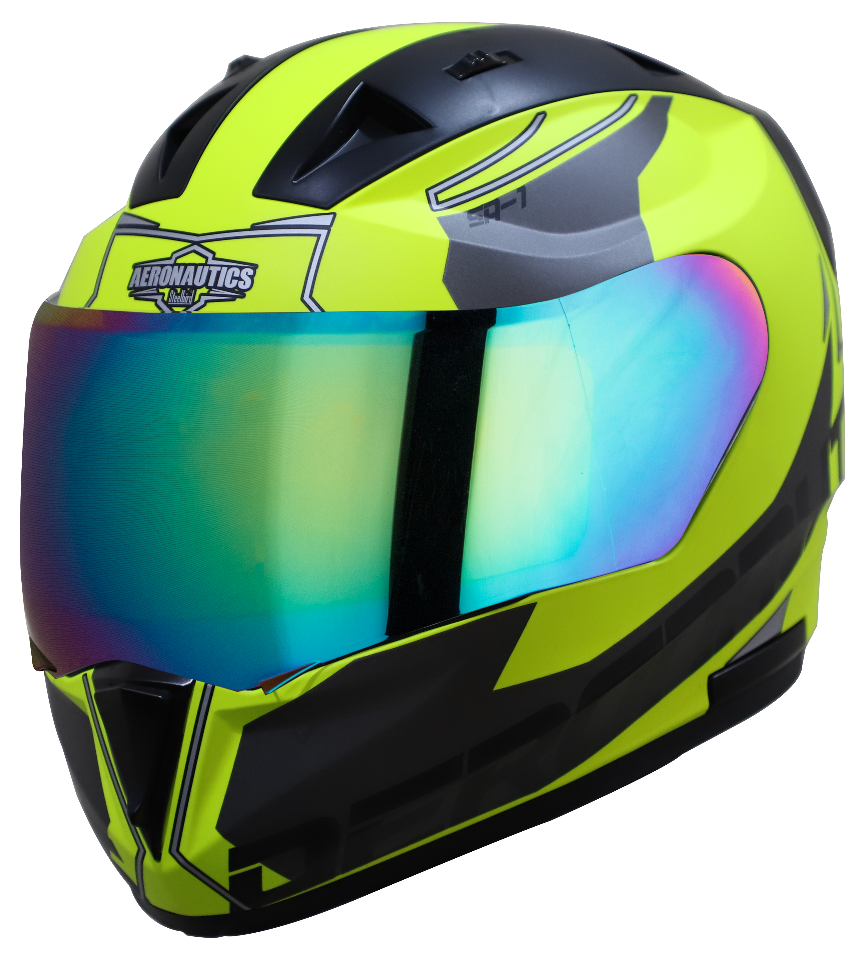 SA-1 RTW GLOSSY FLUO NEON WITH WHITE (FITTED WITH CLEAR VISOR EXTRA CHROME RAINBOW VISOR FREE)